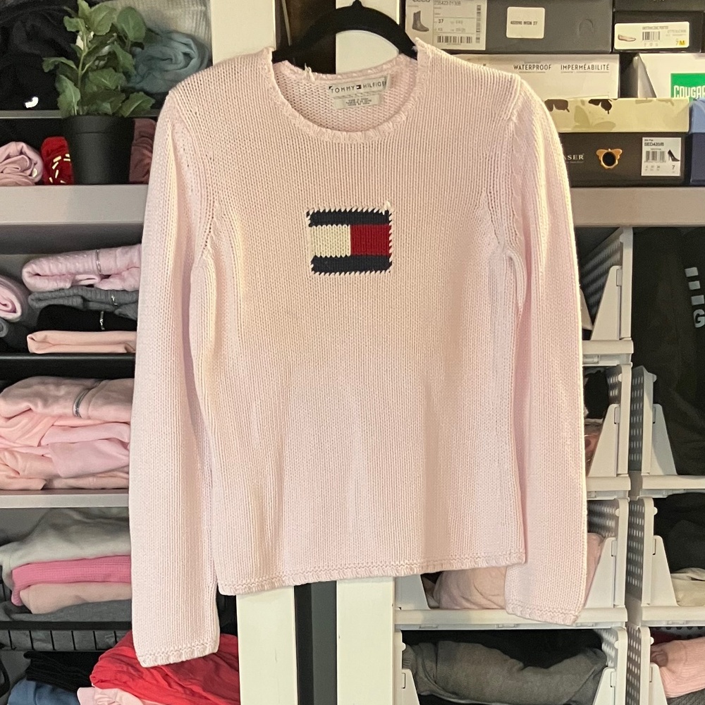 Tommy Hilfiger Pink Knit Sweater With Logo